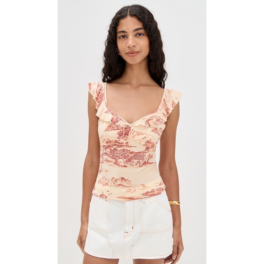 Reformation Lemmy Knit Top Dolce Vita Toile Print Size Medium